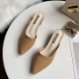 Half Slippers Women's  Summer New Pointed Mid Heel Women's Slippers Korean Edition External Wear Muller Shoes