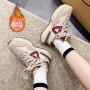 Hong Kong Style Showcasing Feet Small Retro Thick Sole Mesh Red Forrest Gump Dad Sports Shoes  Autumn New Tennis Style Women's Shoes