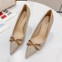 966-6 Korean Version Of Horseshoe Buckle Single Shoes For Women's Temperament, Pointed Toe Thin Heels, Large Heels, Shallow Cut Patent Leather Professional Women's Shoes